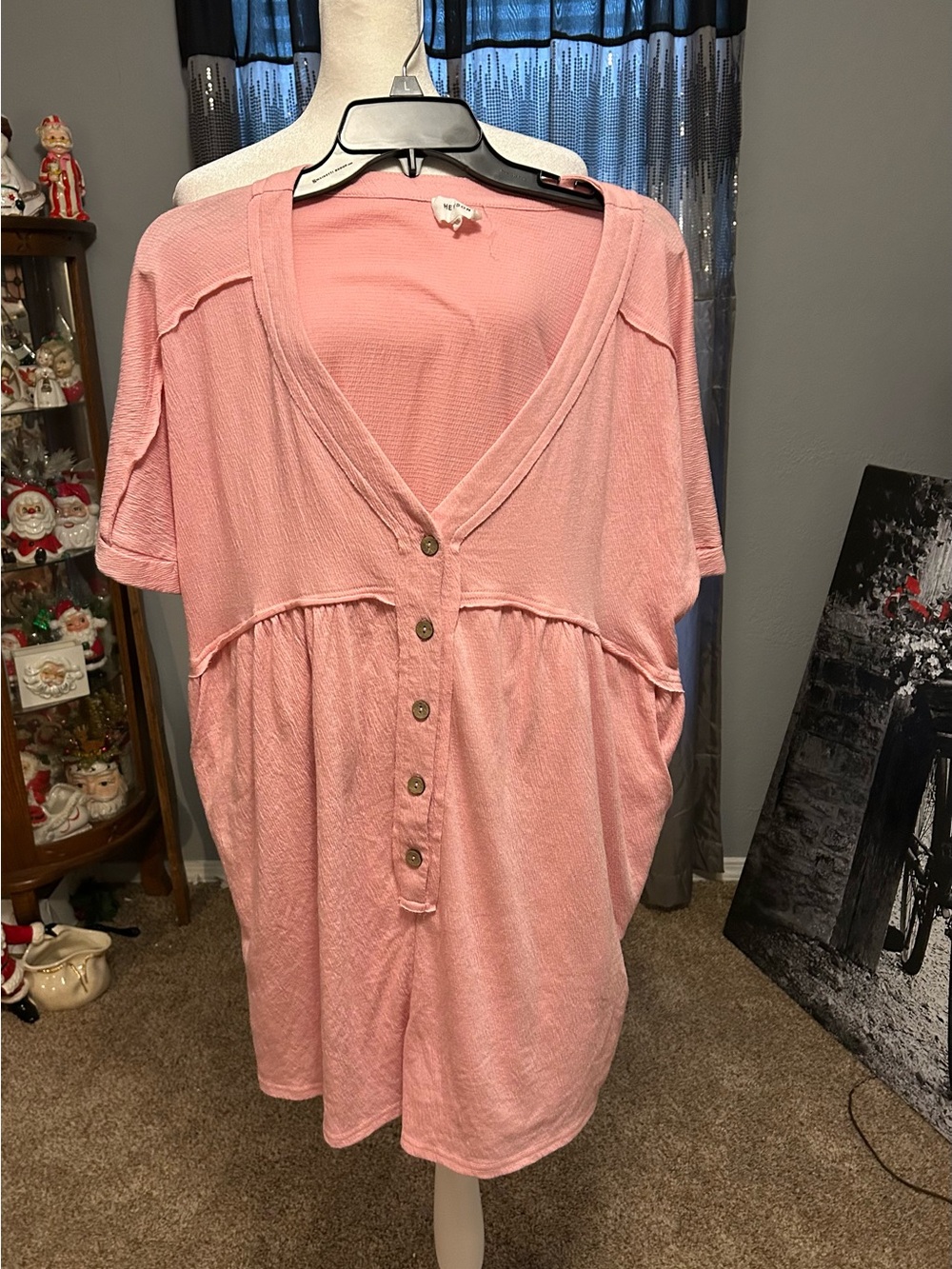 Relaxed Pink Button-Front Romper